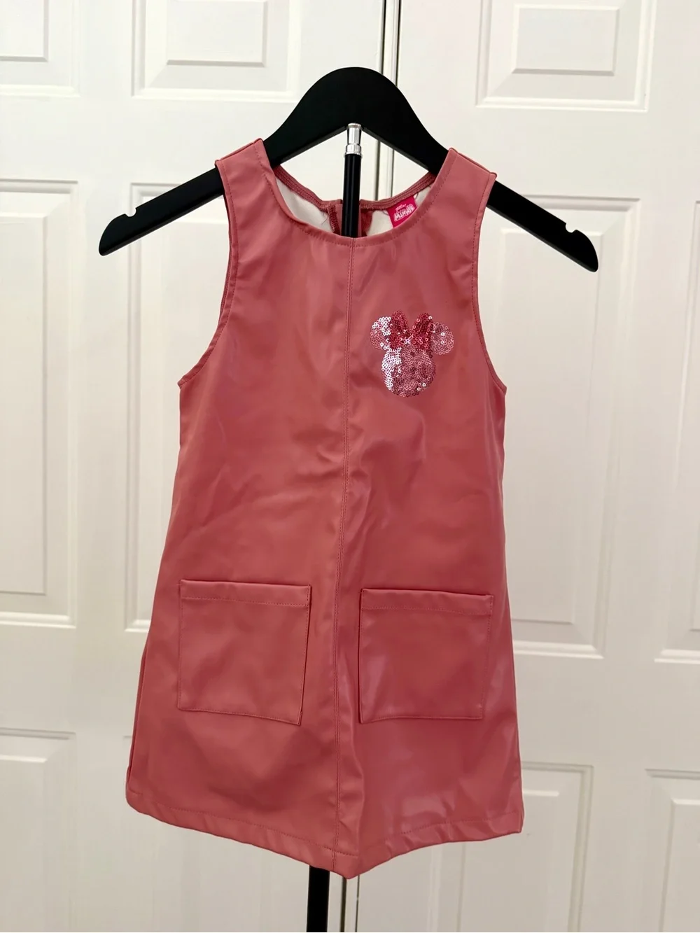 Disney Pink Faux-Leather Pinafore Dress with Minnie Print Top